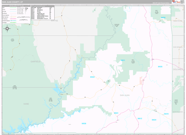 San Juan County, UT Wall Map